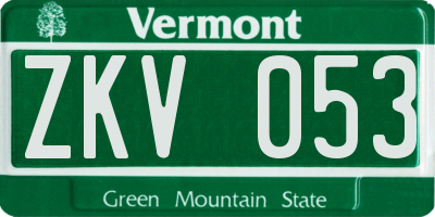 VT license plate ZKV053