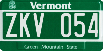 VT license plate ZKV054