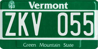 VT license plate ZKV055