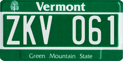 VT license plate ZKV061