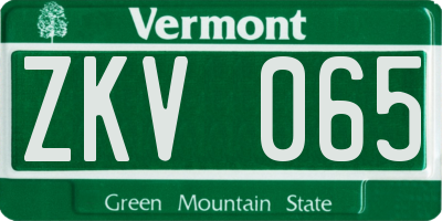 VT license plate ZKV065