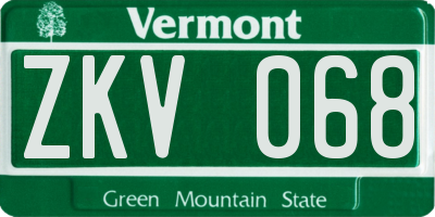 VT license plate ZKV068