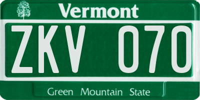 VT license plate ZKV070