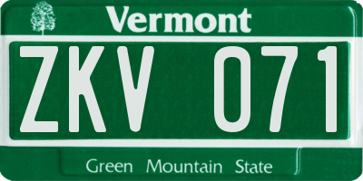 VT license plate ZKV071