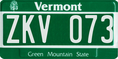 VT license plate ZKV073