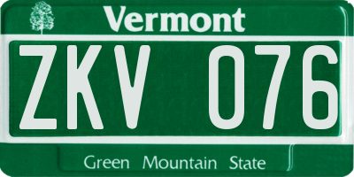VT license plate ZKV076