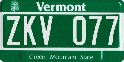 VT license plate ZKV077