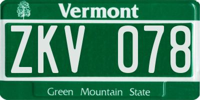 VT license plate ZKV078