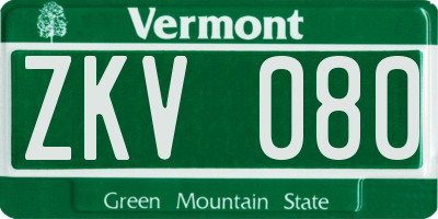 VT license plate ZKV080