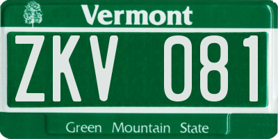 VT license plate ZKV081