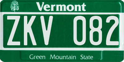 VT license plate ZKV082