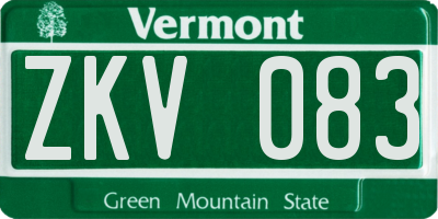 VT license plate ZKV083