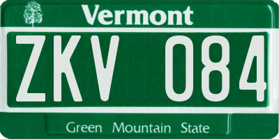 VT license plate ZKV084