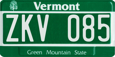 VT license plate ZKV085