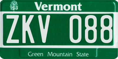 VT license plate ZKV088