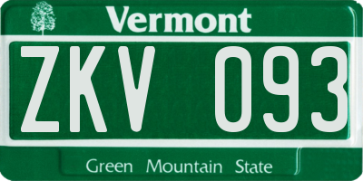 VT license plate ZKV093