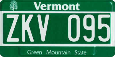 VT license plate ZKV095
