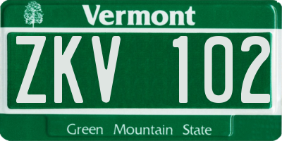 VT license plate ZKV102