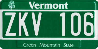 VT license plate ZKV106