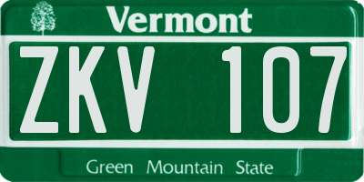 VT license plate ZKV107