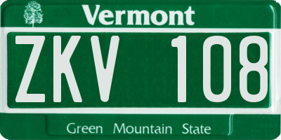 VT license plate ZKV108