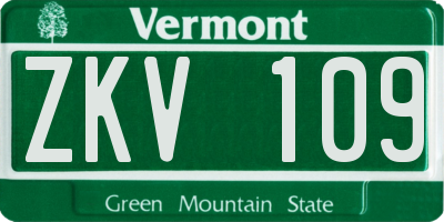 VT license plate ZKV109