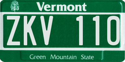 VT license plate ZKV110