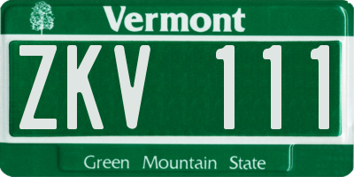 VT license plate ZKV111