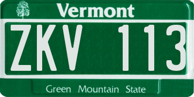 VT license plate ZKV113
