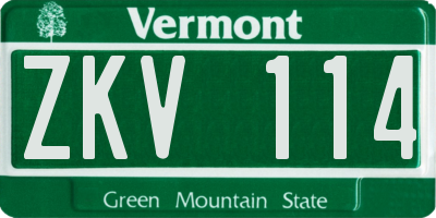 VT license plate ZKV114