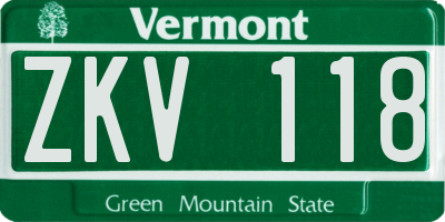 VT license plate ZKV118