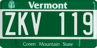 VT license plate ZKV119