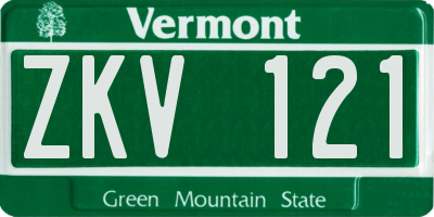VT license plate ZKV121