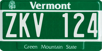VT license plate ZKV124