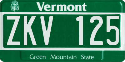 VT license plate ZKV125