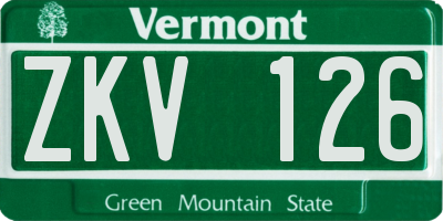 VT license plate ZKV126
