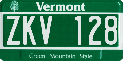 VT license plate ZKV128