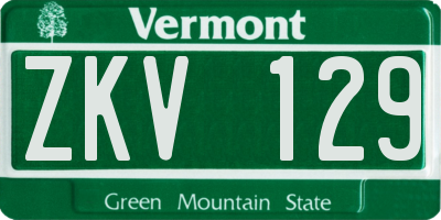 VT license plate ZKV129
