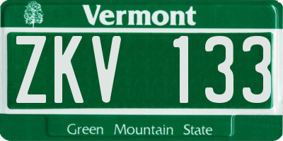 VT license plate ZKV133