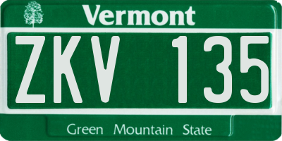 VT license plate ZKV135