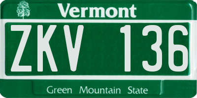 VT license plate ZKV136