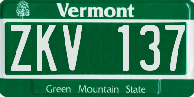VT license plate ZKV137
