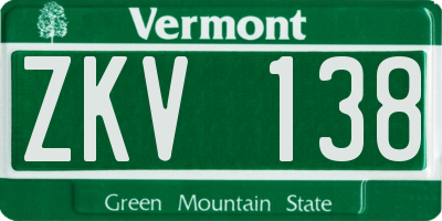VT license plate ZKV138