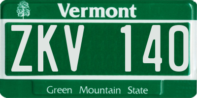 VT license plate ZKV140