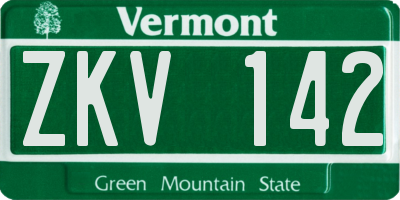 VT license plate ZKV142