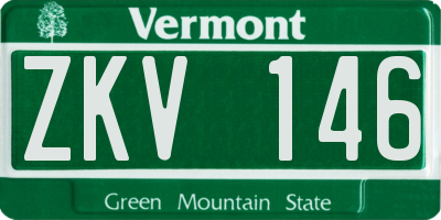 VT license plate ZKV146