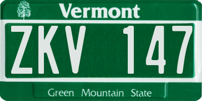 VT license plate ZKV147