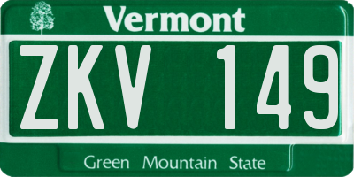 VT license plate ZKV149
