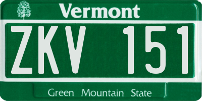 VT license plate ZKV151