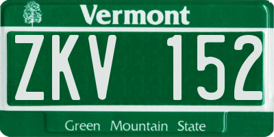 VT license plate ZKV152